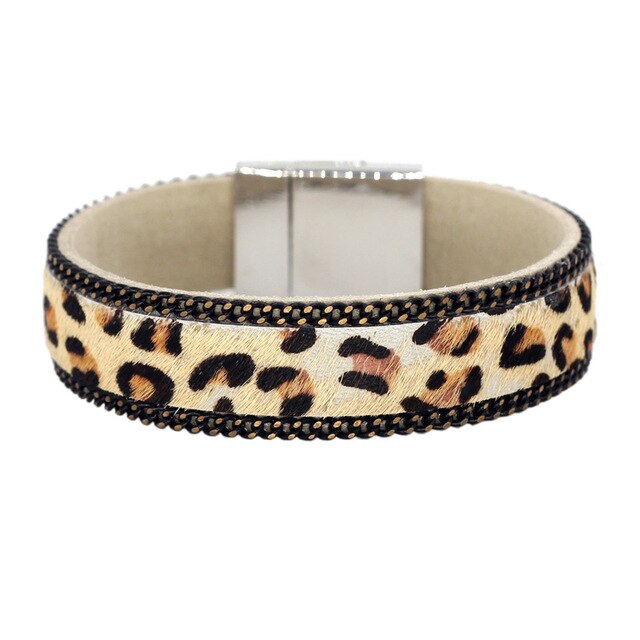 Fashion Leopard Pattern Leather bracelets & bangles with Magnet Clasp Accessories Woman's bracelets men Jewelry pulseras mujer - EssentialBoutiques 