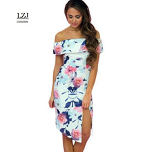 Load image into Gallery viewer, LZJ 2017 new summer woman&#39;s clothes vestidos sexy lace collar lotus leaf side wrinkle print dress plus size summer clothing L2 - EssentialBoutiques 