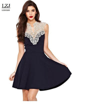 Load image into Gallery viewer, LZJ sexy 2017 new women summer clothing woman&#39;s clothes vestidos lace perspective hook flower hollow V-neck dress plus size A5 - EssentialBoutiques 