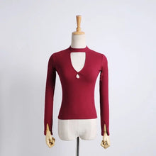 Load image into Gallery viewer, 2016 Chic Unique Slim Style Halt neck Sexy Ladies V-Neck Tops Bottoming Twill Cotton Shirt Woman&#39;s Clothing Female - EssentialBoutiques 