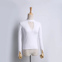 Load image into Gallery viewer, 2016 Chic Unique Slim Style Halt neck Sexy Ladies V-Neck Tops Bottoming Twill Cotton Shirt Woman&#39;s Clothing Female - EssentialBoutiques 