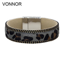 Load image into Gallery viewer, Fashion Leopard Pattern Leather bracelets &amp; bangles with Magnet Clasp Accessories Woman&#39;s bracelets men Jewelry pulseras mujer - EssentialBoutiques 