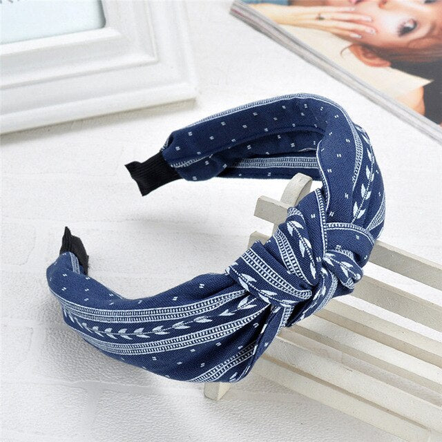Sweet Hairbands  2018 New Arrive Woman's Fashion Cute Bowknot Wide Hairband Female Fashion Print Headwear Hair Accessories - EssentialBoutiques 