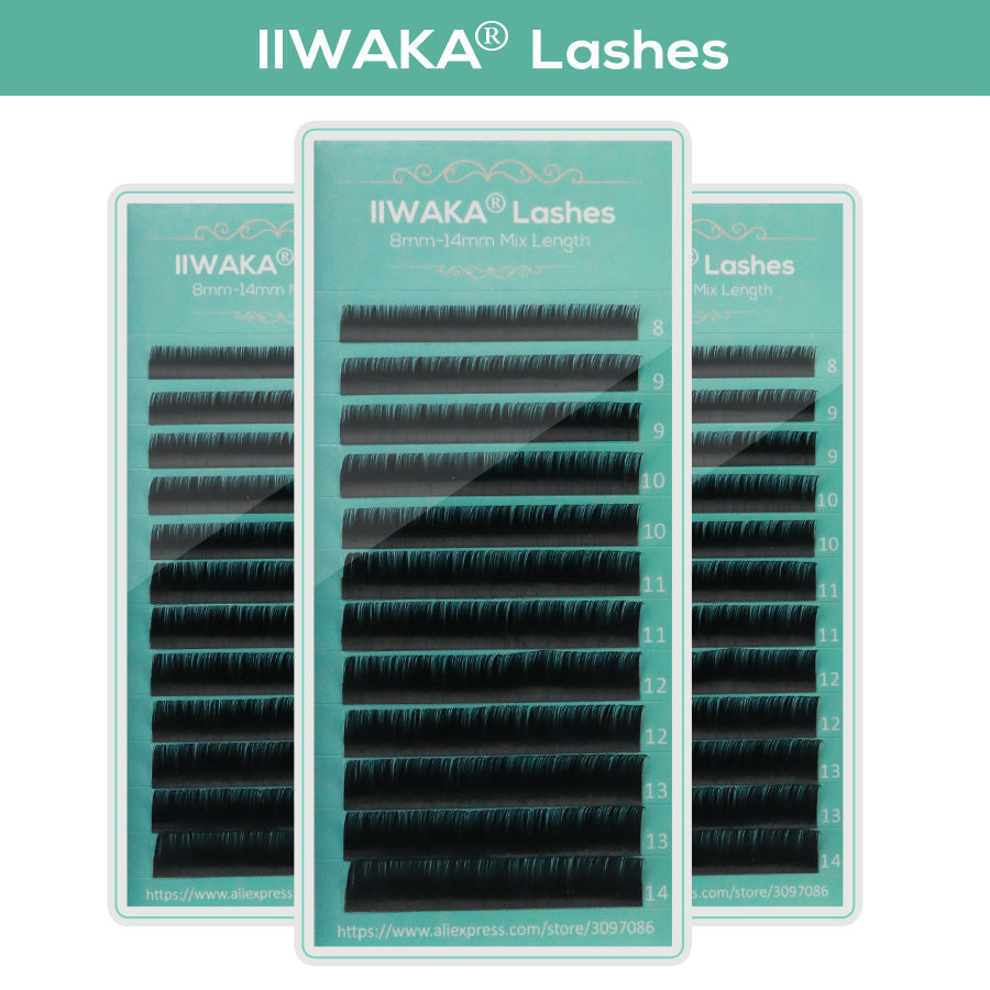 Makeup Lashes 12 Lines 8-14 Mix tray Individual Eyelash Extension Faux Mink Eye Lash - EssentialBoutiques 