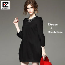 Load image into Gallery viewer, 2017 Europe Fashion Women&amp;Girl Top 420g Roman Cotton Above Knee,MINI Dress,Loose O-neck Autumn Woman&#39;s Clothing,With Necklace - EssentialBoutiques 