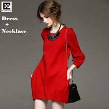 Load image into Gallery viewer, 2017 Europe Fashion Women&amp;Girl Top 420g Roman Cotton Above Knee,MINI Dress,Loose O-neck Autumn Woman&#39;s Clothing,With Necklace - EssentialBoutiques 