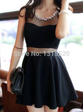 Load image into Gallery viewer, Dresses woman&#39;s gown clothing Sexy little black dress nightclub Slim Neck  perspective gauze dress stitching bottoming 32825 - EssentialBoutiques 