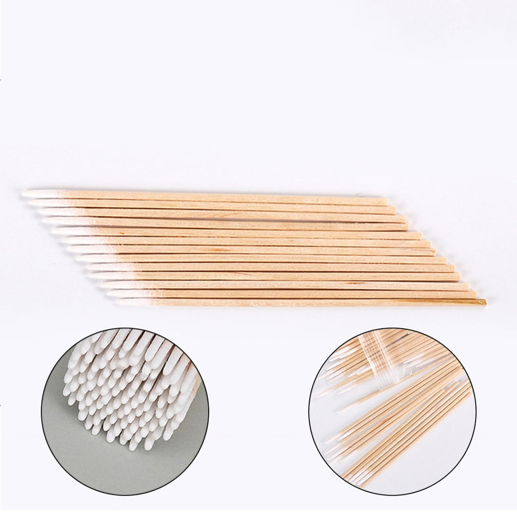 Top 100pcs 7cm Wood Cotton Swab Cosmetics Permanent Makeup Health Medical Ear Jewelry Clean Sticks Buds Tip - EssentialBoutiques 