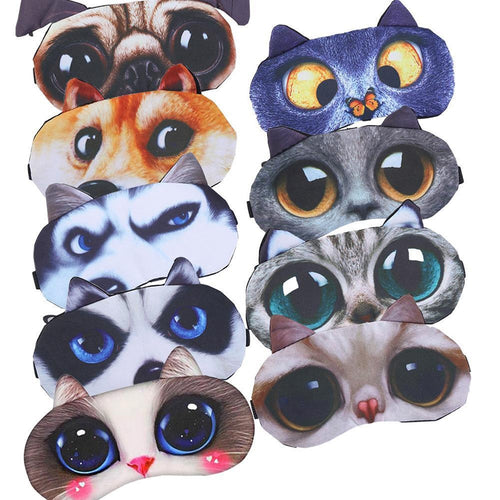 Cute Cat Sleep Mask Eye Mask Eyeshade Cover Shade Natural Sleeping Eye Patch Women Men Soft Portable Blindfold Travel Eyepatch - EssentialBoutiques 