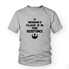 Load image into Gallery viewer, Hipster Tumblr Feminism Clothing A Woman&#39;s Place Is In The Resistance Slogan Women tshirt Black White Top Tee Shirt Femme tumblr - EssentialBoutiques 