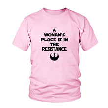 Load image into Gallery viewer, Hipster Tumblr Feminism Clothing A Woman&#39;s Place Is In The Resistance Slogan Women tshirt Black White Top Tee Shirt Femme tumblr - EssentialBoutiques 