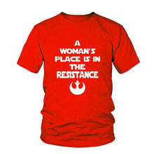 Load image into Gallery viewer, Hipster Tumblr Feminism Clothing A Woman&#39;s Place Is In The Resistance Slogan Women tshirt Black White Top Tee Shirt Femme tumblr - EssentialBoutiques 