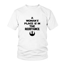 Load image into Gallery viewer, Hipster Tumblr Feminism Clothing A Woman&#39;s Place Is In The Resistance Slogan Women tshirt Black White Top Tee Shirt Femme tumblr - EssentialBoutiques 