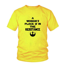 Load image into Gallery viewer, Hipster Tumblr Feminism Clothing A Woman&#39;s Place Is In The Resistance Slogan Women tshirt Black White Top Tee Shirt Femme tumblr - EssentialBoutiques 
