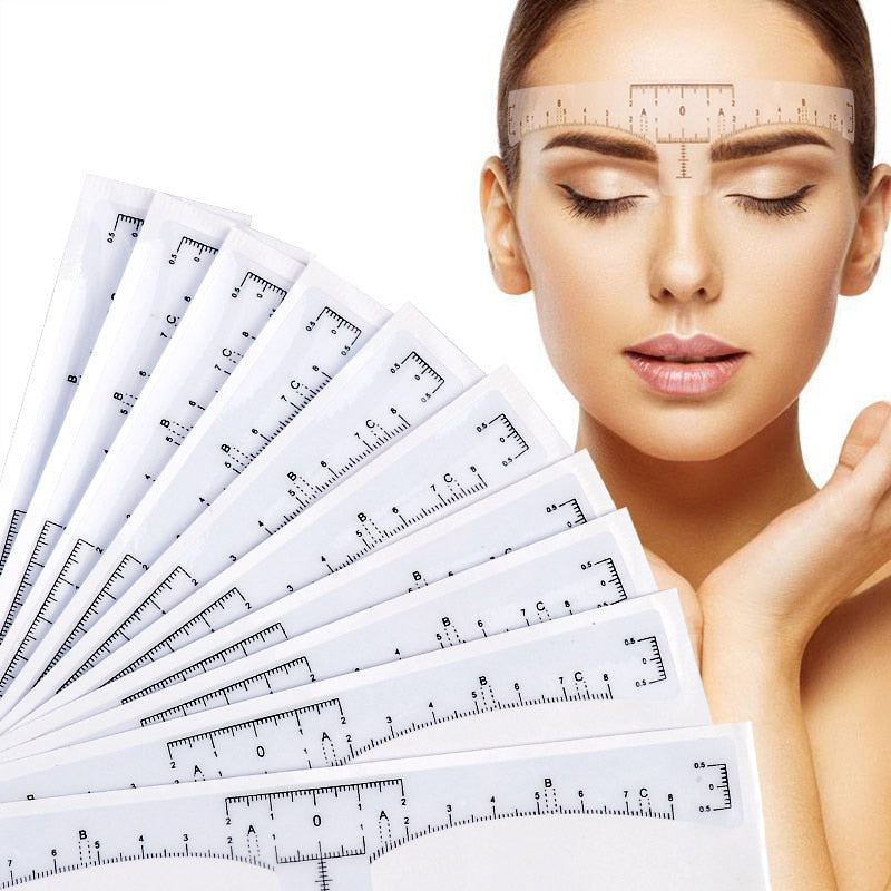 10pcs  Disposable Eyebrow  large Ruler Microblading Accessories Tool Measurement Mark Permanent Makeup Sticker Tattoo Tool Kit - EssentialBoutiques 