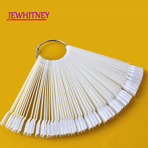 50pcs UV Gel Polish Display Nail Art Tool Nails Palette Color Chart False Nail Art Tips Fan Shaped Removable Stick Showing Shelf - EssentialBoutiques 