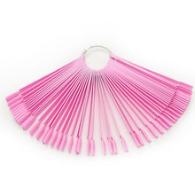 Load image into Gallery viewer, 50pcs UV Gel Polish Display Nail Art Tool Nails Palette Color Chart False Nail Art Tips Fan Shaped Removable Stick Showing Shelf - EssentialBoutiques 