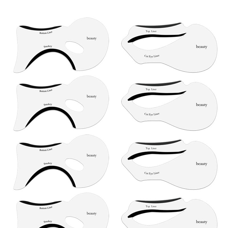 10pcs Eyeliner Stencil Cat Eye Fish Tail Double Wing Eyeliner Stencil Models Template Shaping Tools Eyebrows Template Card DIY - EssentialBoutiques 