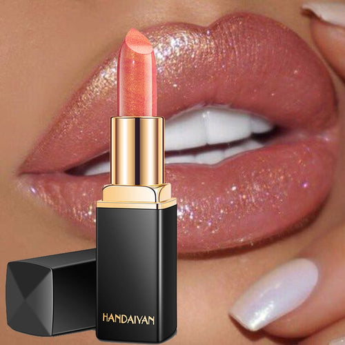 Brand Professional Lips Makeup Waterproof Shimmer Long Lasting Pigment Nude Pink Mermaid Shimmer Lipstick Luxury Makeup Cosmetic - EssentialBoutiques 
