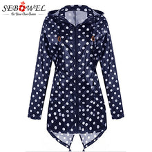 Load image into Gallery viewer, SEBOWEL Woman&#39;s Hooded Long Windbreaker Polka Dot Long-sleeved Style Coats Zipper New 2019 Autumn Winter Female Outwear Clothing - EssentialBoutiques 