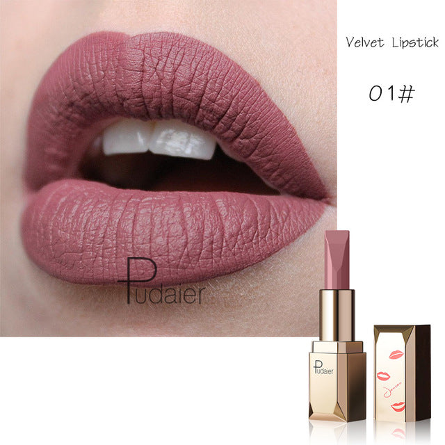 Pudaier 26Colors Matte Lipstick Waterproof Makeup Batom Nude Velvet Long Lasting Lapiz Labial Mate Lip stick Rouge a Levres Mat - EssentialBoutiques 