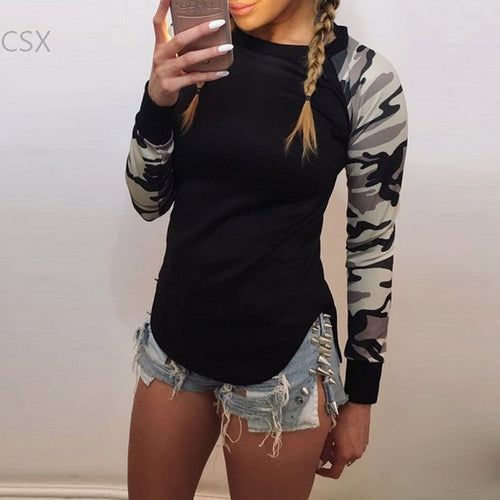 MwOiiOwM 2018 Hot Sale New Fashion Women O-Neck Print Raglan Sleeve Patchwork Slim T-Shirt Tops Woman's Clothing - EssentialBoutiques 