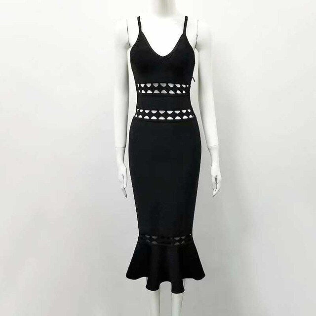 wholesale 2019 New Dress Blue gray and black V-neck woman's clothing Sexy celebrities Cocktail party bandage dress (L2466) - EssentialBoutiques 