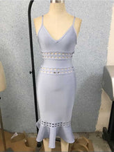 Load image into Gallery viewer, wholesale 2019 New Dress Blue gray and black V-neck woman&#39;s clothing Sexy celebrities Cocktail party bandage dress (L2466) - EssentialBoutiques 