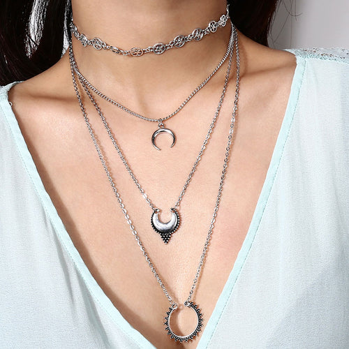 Vintage Ethnic Style Exaggerated Multilayer Alloy Accessories Sexy Clavicle Chain Necklace Summer Woman's Jewelry - EssentialBoutiques 