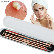 Load image into Gallery viewer, Rose Gold 4pcs/set Blackhead Comedone Acne Pimple Belmish Extractor Vacuum Blackhead Remover Tool Spoon for Face Skin Care Tool - EssentialBoutiques 
