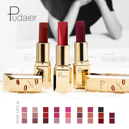 Pudaier 26Colors Matte Lipstick Waterproof Makeup Batom Nude Velvet Long Lasting Lapiz Labial Mate Lip stick Rouge a Levres Mat - EssentialBoutiques 