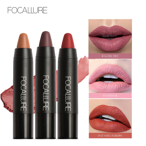 FOCALLURE 19 Colors Matte Lipsticks Waterproof Matte Lipstick Lip Sticks Cosmetic Easy to Wear Matte Batom Makeup Lipstick - EssentialBoutiques 