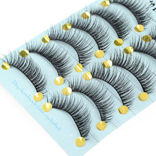 10 Pairs 3D Soft Faux Mink Hair False Eyelashes Natural Messy Eyelash Crisscross Wispy Fluffy Lashes Extension Eye Makeup Tools - EssentialBoutiques 