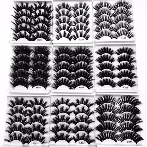 5 Pairs Multipack 3D Soft Mink Hair False Eyelashes Handmade Wispy Fluffy Long Lashes Natural Eye Makeup Tools Faux Eye Lashes - EssentialBoutiques 