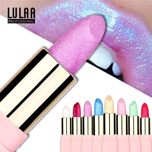 LULAA Colorful Glitter Metallic Lipstick Long Lasting Shiny Highlighter Waterproof Lip Stick Waterproof Makeup Cosmetic Lipstick - EssentialBoutiques 