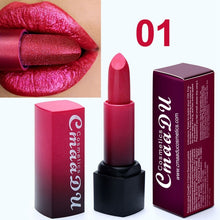Load image into Gallery viewer, Metallic Color Lipstick Long Lasting Makeup Waterproof Lip Stick Mate Metal Shimmer Sexy Red Lips Make Up Women - EssentialBoutiques 