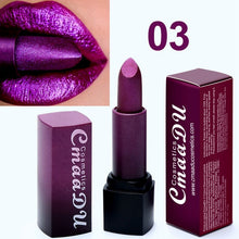 Load image into Gallery viewer, Metallic Color Lipstick Long Lasting Makeup Waterproof Lip Stick Mate Metal Shimmer Sexy Red Lips Make Up Women - EssentialBoutiques 