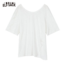 Load image into Gallery viewer, ELF SACK Solid Cotton Casual Women Tops Fashion Loose Hollow Out Female Tee 2019 Summer New Oversized T-shirt Woman&#39;s Clothing - EssentialBoutiques 