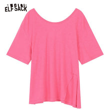Load image into Gallery viewer, ELF SACK Solid Cotton Casual Women Tops Fashion Loose Hollow Out Female Tee 2019 Summer New Oversized T-shirt Woman&#39;s Clothing - EssentialBoutiques 
