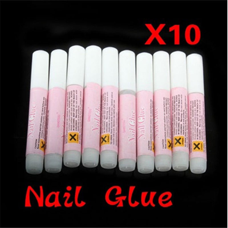 10Pcs /Set Mini Beauty Nail Glue False Art Decorate Tips Acrylic Glue Nail Accessories 2g  False Nail Extension Glue - EssentialBoutiques 