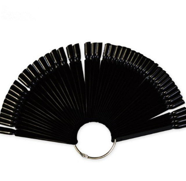 4Color 50pcs False Nail Tips Fake Nail Art Polish Color Card Acrylic Practice Chart Palette Buckle Ring Practice Display Tools - EssentialBoutiques 