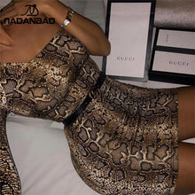 Load image into Gallery viewer, NADANBAO Sexy Snake Print Dress One Shoulder Long Sleeve Party Summer?Sexy mini woman&#39;s Dress Clothing - EssentialBoutiques 