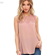 Load image into Gallery viewer, MwOiiOwM  2017 New Fashion Women Casual T-shirts O-Neck Sleeveless Lace t Shirt Woman&#39;s Clothing Plus Size - EssentialBoutiques 