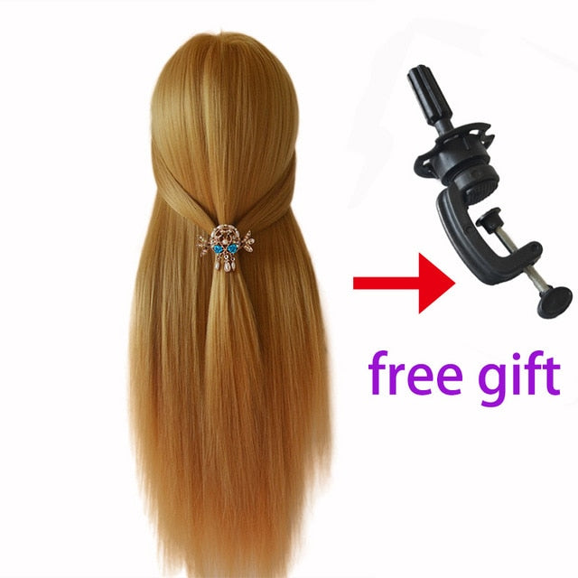 100% High Temperature Fiber Blonde Hair Mannequin Head Good Training Head For Braid Hairdressing Manikin Head With Free Clamp - EssentialBoutiques 
