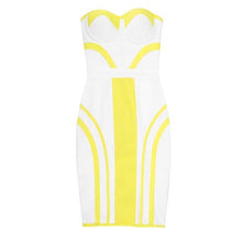 Load image into Gallery viewer, wholesale 2019 New dress Yellow white stitching Strapless Tight hips Sweet sexy woman&#39;s clothing cocktail party dress (H2339) - EssentialBoutiques 