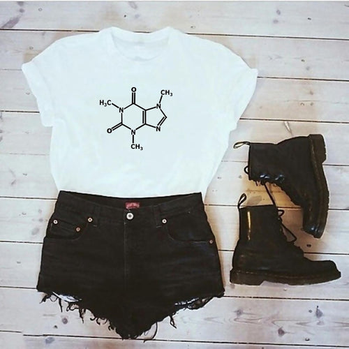 Caffeine Molecular Formula T-shirt woman Leonard Funny Tee Shirt Swag Cotton Summer T shirt The Big Bang Theory woman's clothing - EssentialBoutiques 