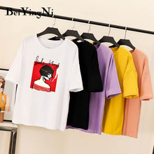 Load image into Gallery viewer, Beiyingni Harajuku Female T-shirt Smoking Girls Cartoon Printed Summer Tshirt Women High Street T Shirts Roupas Femininas M-XXL - EssentialBoutiques 