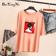 Load image into Gallery viewer, Beiyingni Harajuku Female T-shirt Smoking Girls Cartoon Printed Summer Tshirt Women High Street T Shirts Roupas Femininas M-XXL - EssentialBoutiques 