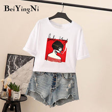 Load image into Gallery viewer, Beiyingni Harajuku Female T-shirt Smoking Girls Cartoon Printed Summer Tshirt Women High Street T Shirts Roupas Femininas M-XXL - EssentialBoutiques 