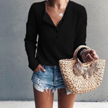 Load image into Gallery viewer, DICLODU 2019 Blouse Women Fashion Long Sleeve V-Neck Office Ladies Knit Tops Casual Plus Size Shirts Black Woman&#39;S Clothing 2XL - EssentialBoutiques 